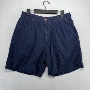 Pussers Shorts Men's 32 Blue Linen Navy Preppy Lightweight Island Vintage y2k